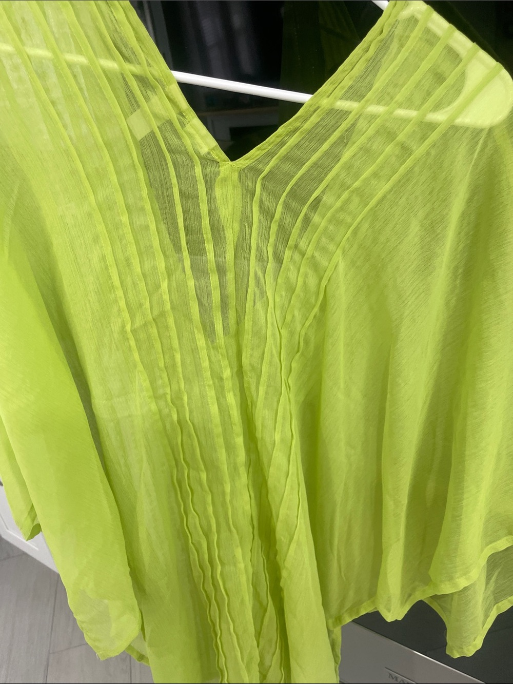 Lime Embellished V-Neck Women's cover up in lime - Picture 5 of 9